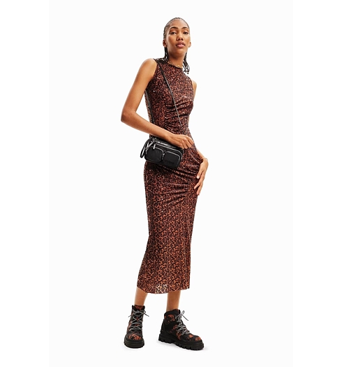 Dámské šaty DESIGUAL FLOCK 6038 BROWN - DESIGUAL - 23WWVKAC 6038 VEST FLOCK