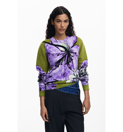 Dámský svetr DESIGUAL 25WWJF42 3113 JERS ORQUIDEA LACROIX 3113 RED - DESIGUAL - 25WWJF42 3113 JERS ORQUIDEA LACROIX