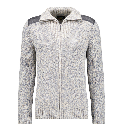Pánský svetr RAGMAN Cardigan with patches Šedá - Ragman - 5009895 012 Cardigan with patches