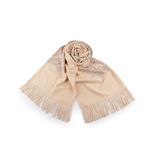 Šála-pléd KERBO Šátek-šála Šedá - KERBO - Šátek-šála s třásněmi a výšivkou 0939-1 70x185