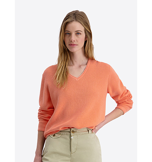 Dámský svetr TIMEZONE V-neck Pullover Oranžová - Timezone - T1 80255.9181-50 05845 V-neck Pullover