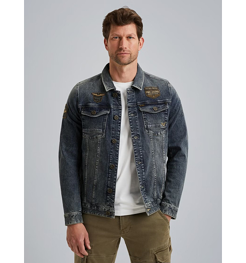 Pánská jeans bunda PME LEGEND Denim jacket with badges Modrá - PME LEGEND - PDJ2508715 DCV Denim jacket with badges