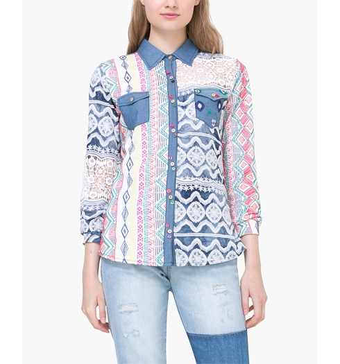 Dámská košile DESIGUAL MAURICIA 1000 BLANCO - DESIGUAL - 72C2EH7 1000 CAM_MAURICIA