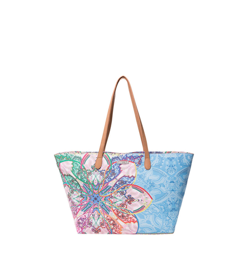 Dámská kabelka DESIGUAL MEXICAN CARDS CAPRI ZIPPER 5029 AZUL AGUA - DESIGUAL - 19SAXPDO 5029 BOLS_MEXICAN CARDS CAPRI Z