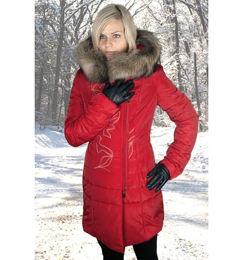 Dámský zimní kabát MARLENE ML TEREZA red - Marlene - ML TEREZA3 red liška