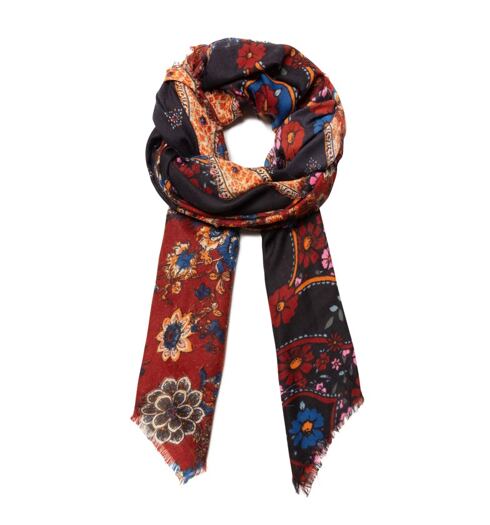 Dámský šátek DESIGUAL ROMANTIC 7094 - DESIGUAL - 19WAWA49 7094 FOUL ROMANTIC PATCH