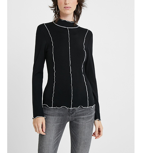 Dámské triko DESIGUAL BABYLOCK 2000 BLACK - DESIGUAL - 20WOTK07 2000 TSHIRT LS BABYLOCK