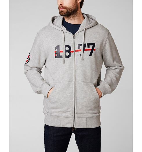 Pánská mikina HELLY HANSEN 1877 FZ HOODIE 950 GREY MELANGE - Helly Hansen - 53226 950 1877 FZ HOODIE