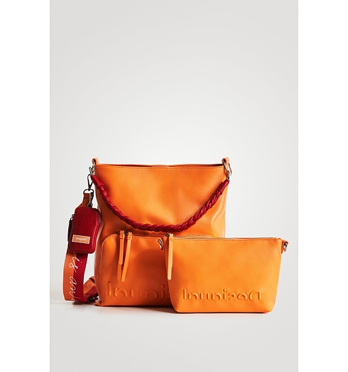 Dámská kabelka DESIGUAL HALF LOGO BUTAN 7002 ORANGE - DESIGUAL - 22SAXP37 7002 BOLS_HALF LOGO BUTAN