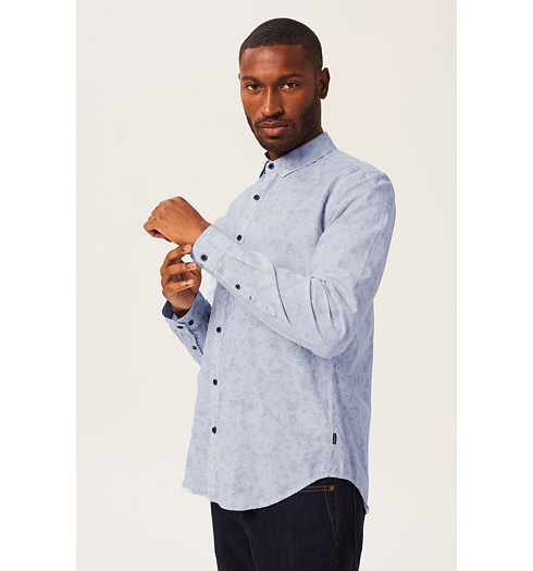 Pánská košile GARCIA mens shirt ls 19 oil blue - GARCIA - U21280 19 mens shirt ls