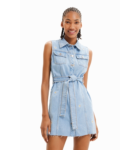 Dámské šaty DESIGUAL VIRGINNIE 5053 BLUE - DESIGUAL - 23SWVD06 5053 VEST VIRGINNIE