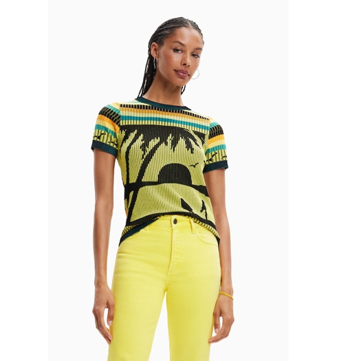 Dámské triko DESIGUAL CAGLIARI 8018 YELLOW - DESIGUAL - 23SWTKAE 8018 TS CAGLIARI