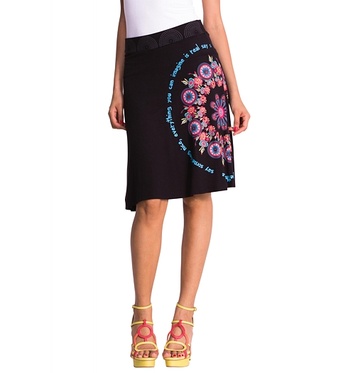 Dámská sukně DESIGUAL 51F28A5 2000 FAL_CABLE 2000 NEGRO - DESIGUAL - 51F28A5 2000 FAL_CABLE