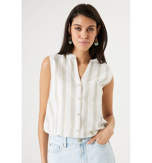 Dámská halenka GARCIA Q40033 53 ladies shirt ss 53 off white - GARCIA - Q40033 53 ladies shirt ss