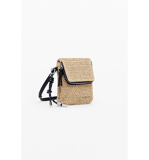 Dámská kabelka DESIGUAL 25SAYO02 1014 MONE HALF LOGO RAFFIA VENECIA PHONE 1014 WHITE - DESIGUAL - 25SAYO02 1014 MONE HALF LOGO RAFFIA VENECIA PHONE