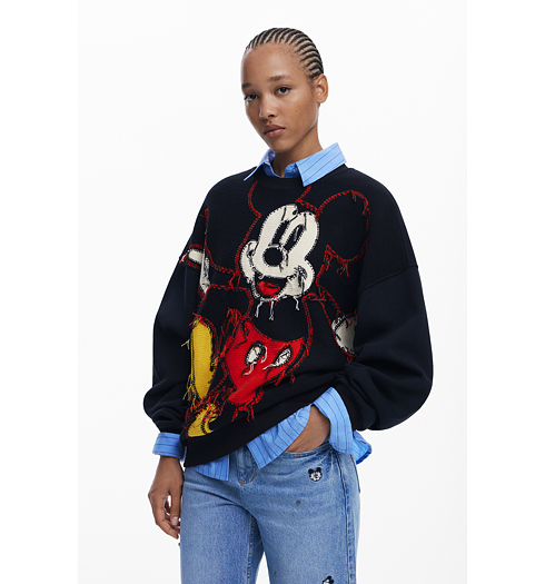 Dámská mikina DESIGUAL 25WWSK14 2000 SWEAT HELLO MICKEY 2000 BLACK - DESIGUAL - 25WWSK14 2000 SWEAT HELLO MICKEY
