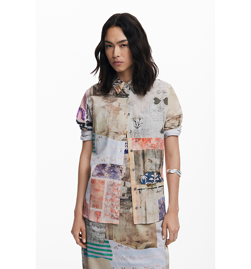 Dámská košile DESIGUAL 25WWCW18 6063 CAM PHOTOPOSTAL 6063 BROWN - DESIGUAL - 25WWCW18 6063 CAM PHOTOPOSTAL