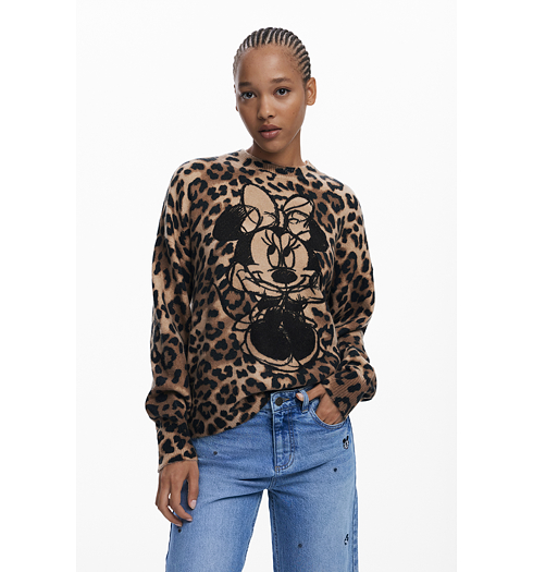Dámský svetr DESIGUAL 25WWJF43 6001 JERS MINNIE 6001 BROWN - DESIGUAL - 25WWJF43 6001 JERS MINNIE