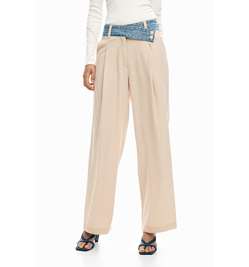 Dámské kalhoty DESIGUAL ISIS Béžová - DESIGUAL - 26SWPW28 6008 PANT ISIS