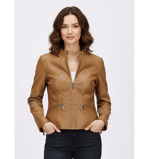 Dámská kožená jarní bunda MILESTONE MSMascha Hnědá - Milestone - 611072 41825 20 MSMascha