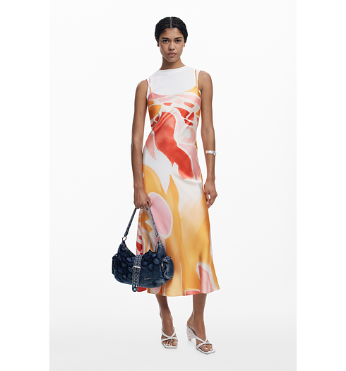 Dámské letní šaty DESIGUAL WAVE Oranžová - DESIGUAL - 26SWVW52 7002 VEST WAVE