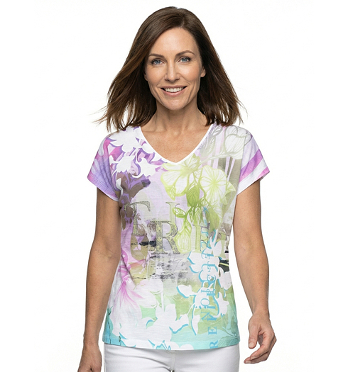 Dámské triko HAJO D Shirt V Schulter Multicolor - HAJO - 10774 990 D Shirt V Schulter