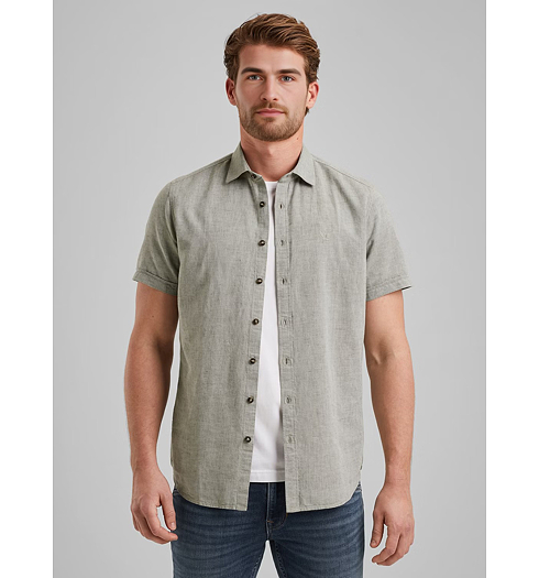 Pánská lněná košile PME LEGEND Shirt short sleeve ctn linen 2 tone 6149 - PME LEGEND - PSIS2504208 6149 Shirt short sleeve ctn linen 2 tone