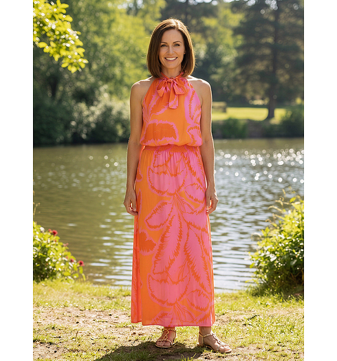 Dámské letní šaty Geisha Dress halter Oranžová - Geisha - 67358-70 445 Dress halter