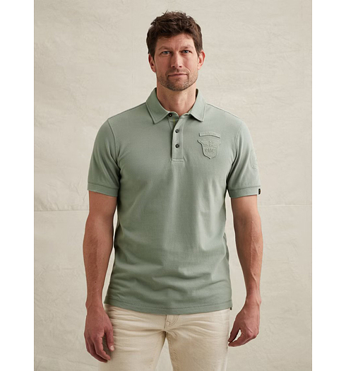 Pánská polokošile PME LEGEND Polo fine pique badge Zelená - PME LEGEND - PPSS2604882 6123 Short sleeve polo fine pique badge