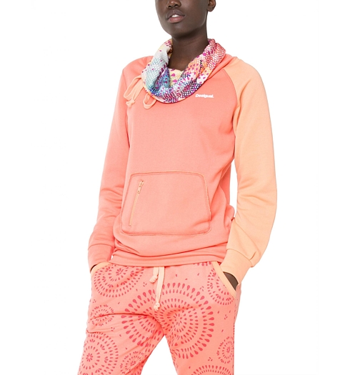 Dámská mikina DESIGUAL SWEAT L SWEATER P 7057 LIVING CORAL - DESIGUAL - 60S2SB1 7057 SWEAT L SWEATER P