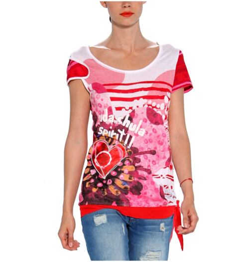 Dámské triko DESIGUAL 31T2612 3054 TS_ZAN DIU SLEVA 30 3054 - DESIGUAL - 31T2612 3054 TS_ZAN DIU SLEVA 30