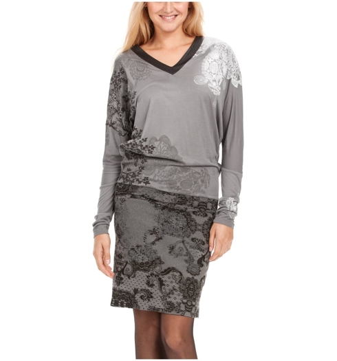 Dámské šaty DESIGUAL KALIMA 2020 GRIS TORMENTA - DESIGUAL - 46V2125 2020 VEST_KALIMA