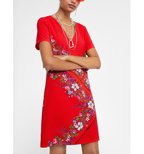 Dámské šaty DESIGUAL DAMIS 3036 ROJO CLAVEL - DESIGUAL - 19WWVW86 3036 VEST_DAMIS