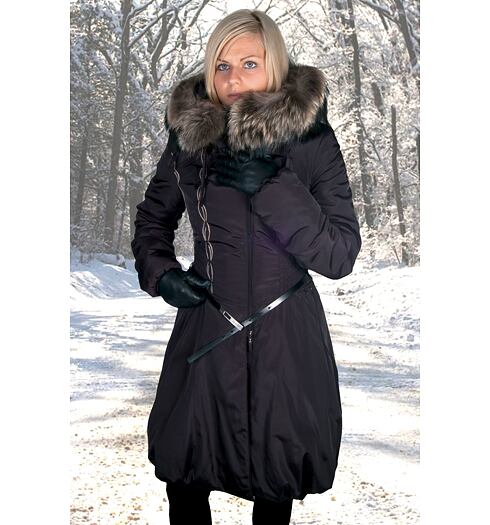 Dámský zimní kabát MARLENE ML MAJA černá - Marlene - ML MAJA black liška