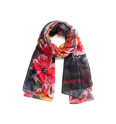 Dámský šátek DESIGUAL FOUL_BANANA 2050 GREEN GREY - DESIGUAL - 20SAWA18 2050 FOUL_BANANA