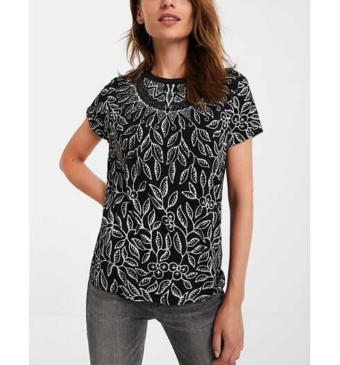 Dámské triko DESIGUAL DIEGUITA 2000 BLACK - DESIGUAL - 20WWTKCG 2000 TS_DIEGUITA