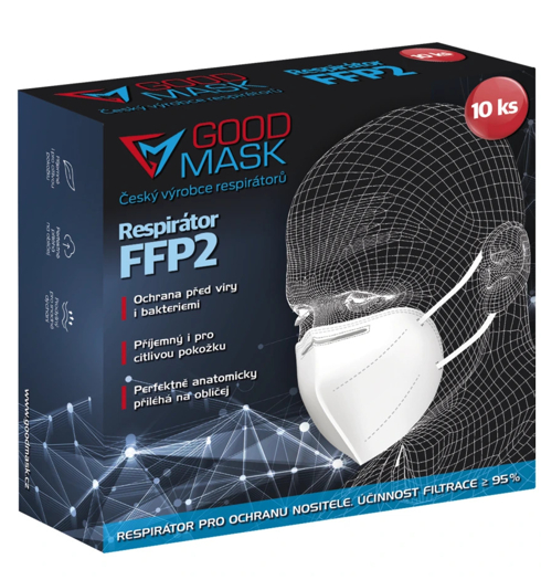 Respirátor UNIXDERMA Respirátor balení 10 ks bílá -  - Respirátor GOOD MASK FFP2 (bal.10 ks)