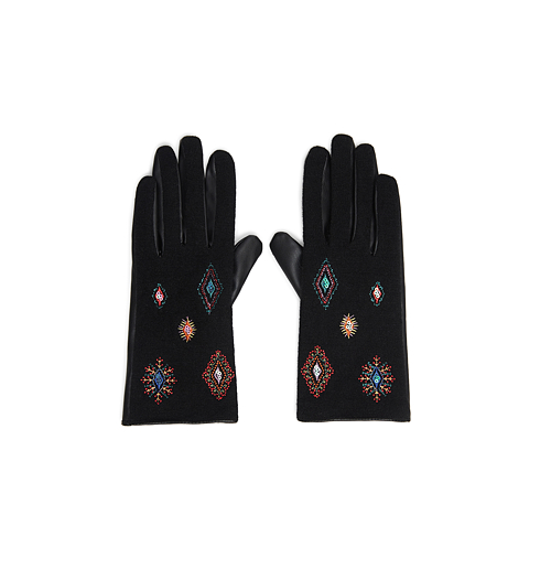 Dámské rukavice DESIGUAL JULIY TRIBU HIBRIDO 3000 CARMIN - DESIGUAL - 21WAAP01 3000 GLOVES_JULIY TRIBU HIBRIDO