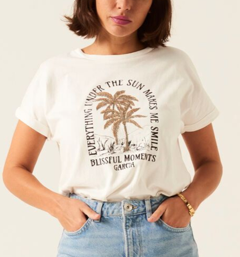 Dámské triko GARCIA ladies T-shirt ss 53-off white - GARCIA - Q20004 53 ladies T-shirt ss