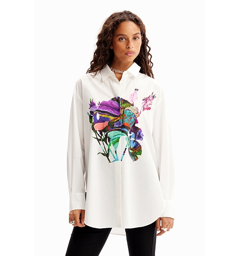 Dámská košile DESIGUAL ROSE- LACROIX 1000 WHITE - DESIGUAL - 23WWCW31 1000 CAM ROSE- LACROIX