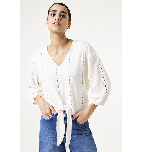 Dámská halenka GARCIA Q40011 1448 ladies T-shirt ss 1448 ecru - GARCIA - Q40011 1448 ladies T-shirt ss