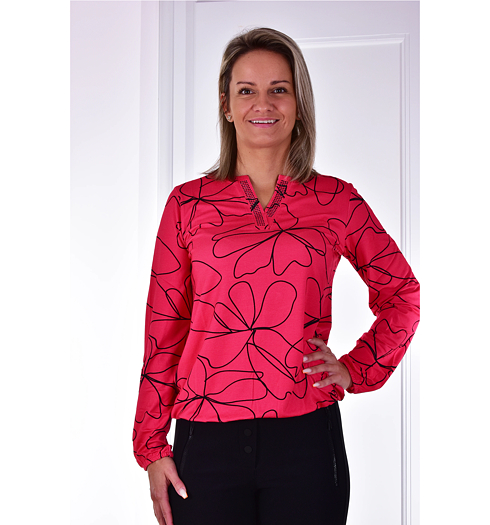 Dámská halenka HAJO D Shirt Blütendruck abstrakt Červená - HAJO - 10609 339 D Shirt Blütendruck abstrakt