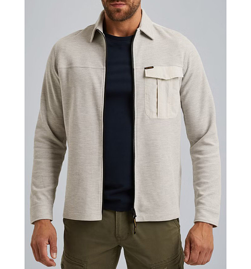 Pánská mikina PME LEGEND Shirt jacket with waffle texture Béžová - PME LEGEND - PSI2509248 921 Shirt jacket with waffle texture