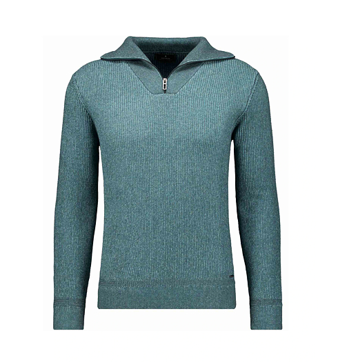 Pánský svetr RAGMAN Troyer bicolour stripe Zelená - Ragman - 746862 357 Troyer bicolour stripe