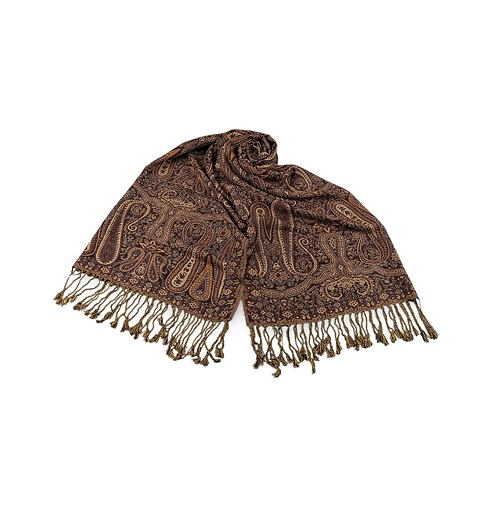 Šála-pléd KERBO Šátek-šála Hnědá - KERBO - Šátek-šála s třásněmi 0960-3 70x180