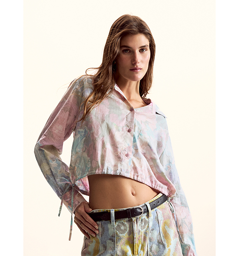 Dámská košile DESIGUAL FLOWERS Růžová - DESIGUAL - 26SWCW25 3062 CAM FLOWERS LACROIX