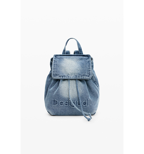Dámský batůžek DESIGUAL HALF LOGO DENIM LUENA MINI Modrá - DESIGUAL - 26SAKD07 5005 BACK HALF LOGO DENIM LUENA MINI