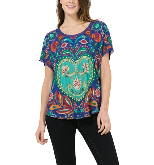 Dámské triko DESIGUAL TS NEPTUNO 5167 SURF THE WEB - DESIGUAL - 61T24F2 5167 TS_NEPTUNO