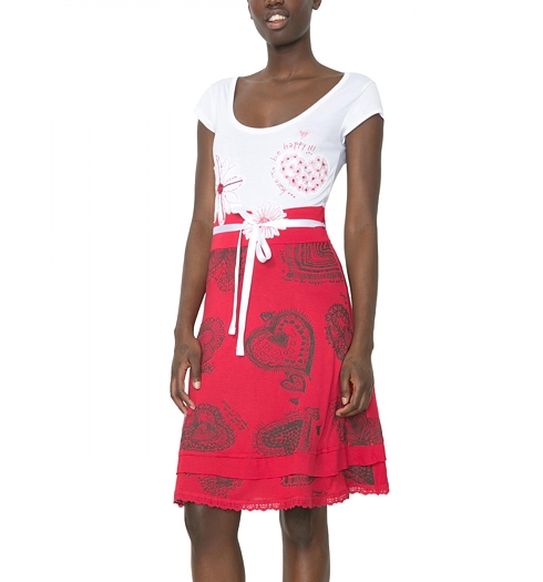 Dámské šaty DESIGUAL VEST ROXANA 3001 FRESA - DESIGUAL - 61V20A2 3001 VEST_ROXANA