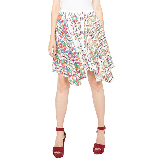 Dámská sukně DESIGUAL FAL IMPERIAL KILIM 1000 BLANCO - DESIGUAL - 61F28D5 1000 FAL_IMPERIAL KILIM